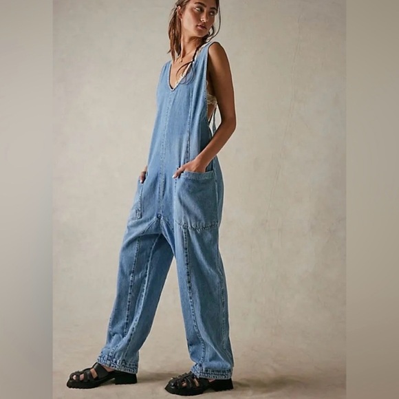 We The Free Blue Denim “High Roller” Jumpsuit/Overalls. Medium NWOT. - Picture 10 of 13